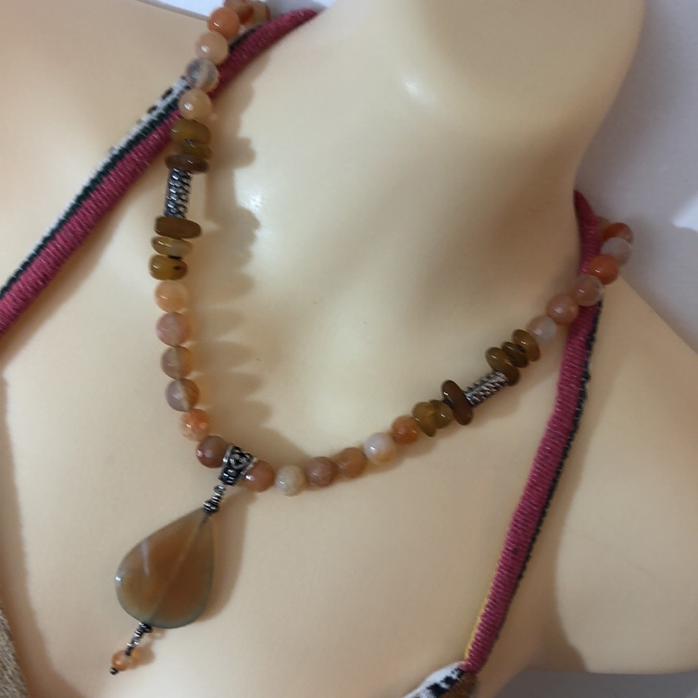Facet carnelian natural stones necklace - Picture 3 of 7